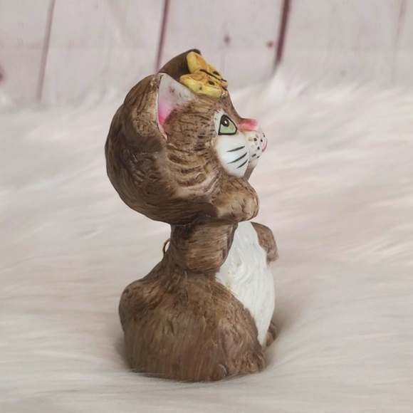 Vintage 70s 4.25" Tall Jasco Critters Cat Kitten Porcelain Bell with Butterfly - Picture 10 of 15